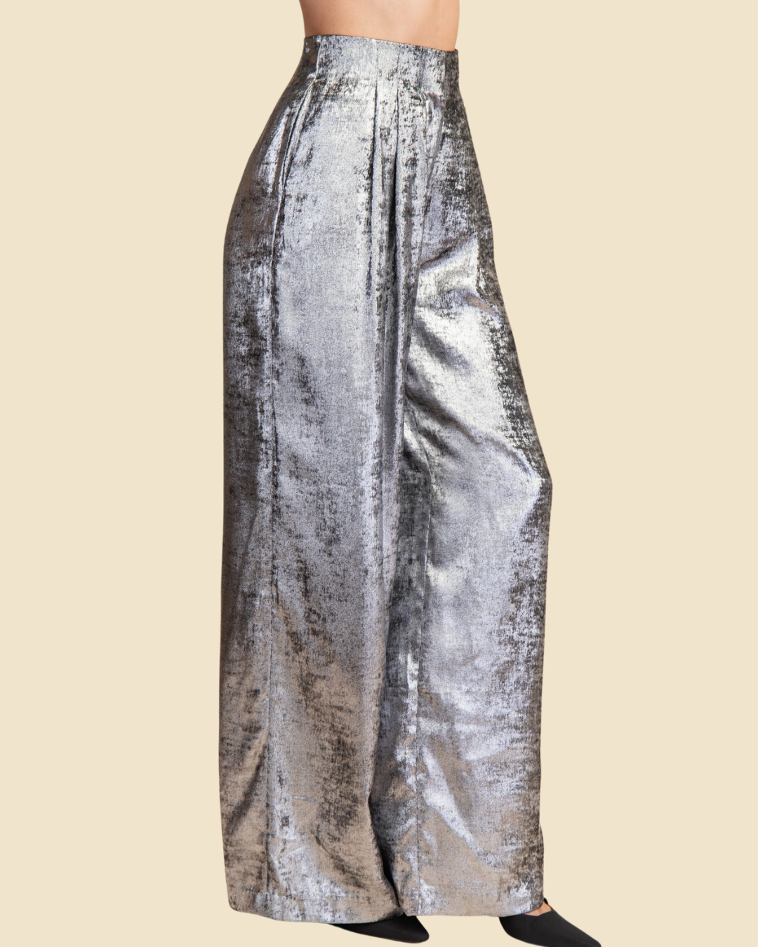 WIDE LEG PANTS METALLIC