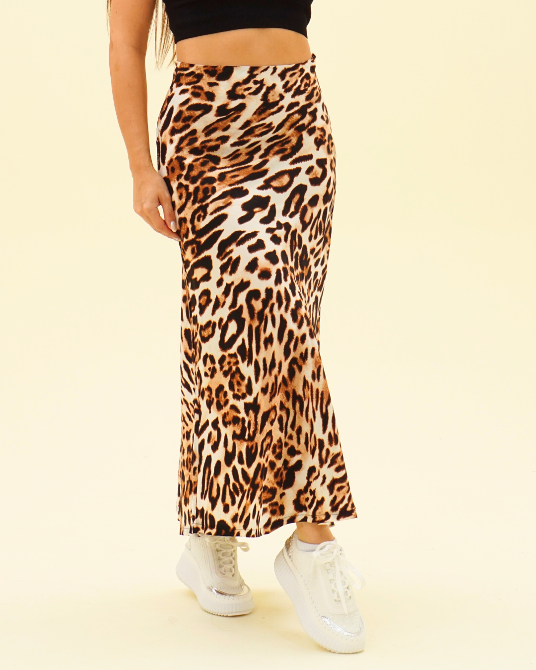 LEOPARD SATIN SKIRT