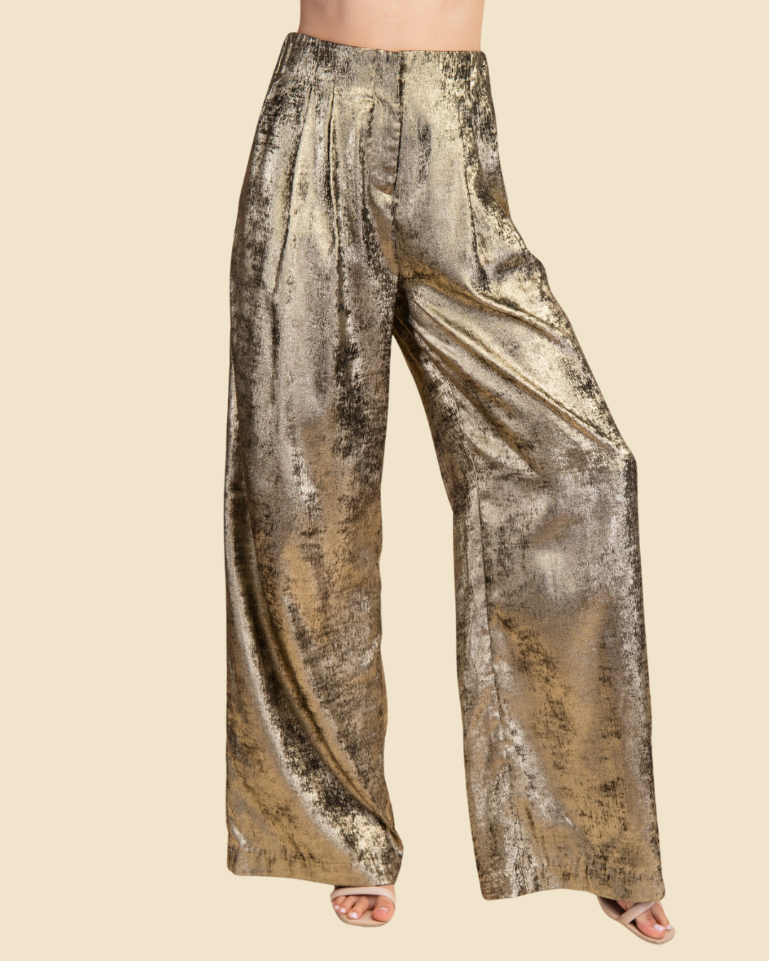 WIDE LEG PANTS METALLIC