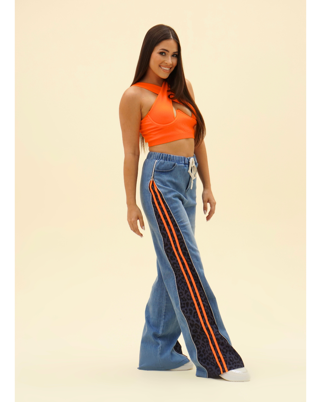 LEO ORANGE TRACK LINES JEAN