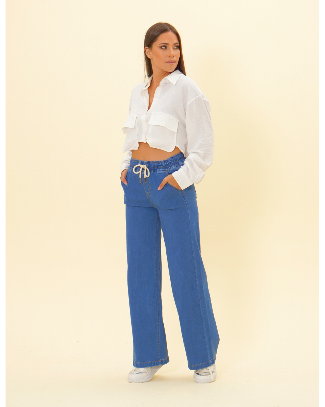 HR DRAWSTRING WIDE LEG JEAN