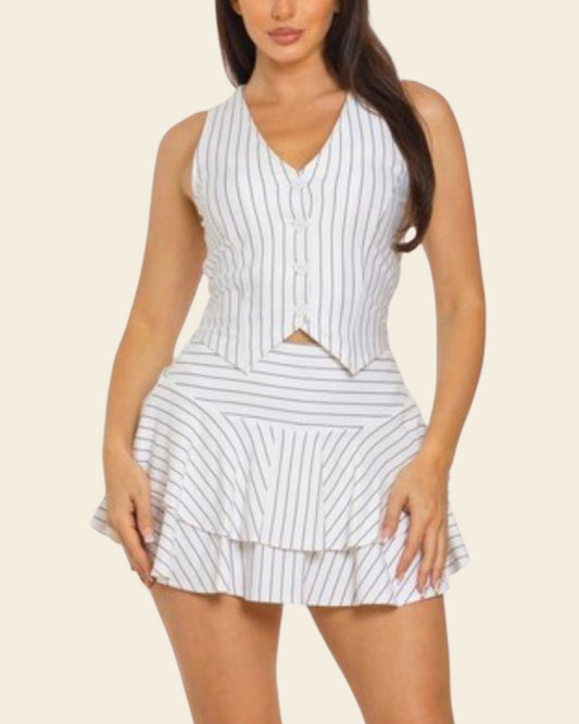 STRIPES VEST SKIRT SET