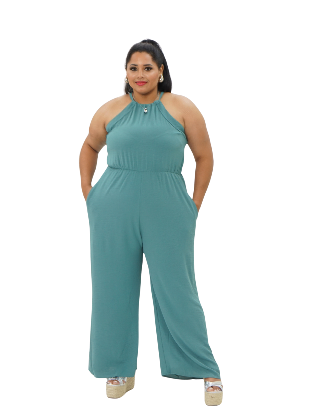 SLEEVELESS SOLID JUMPSUIT