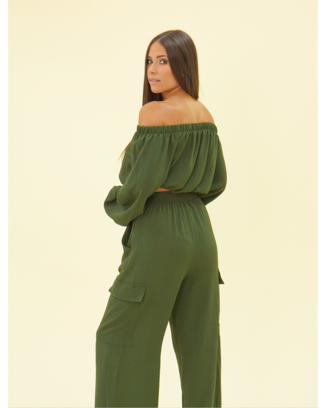 OFF SHOULDER TOP AND PANTS SET