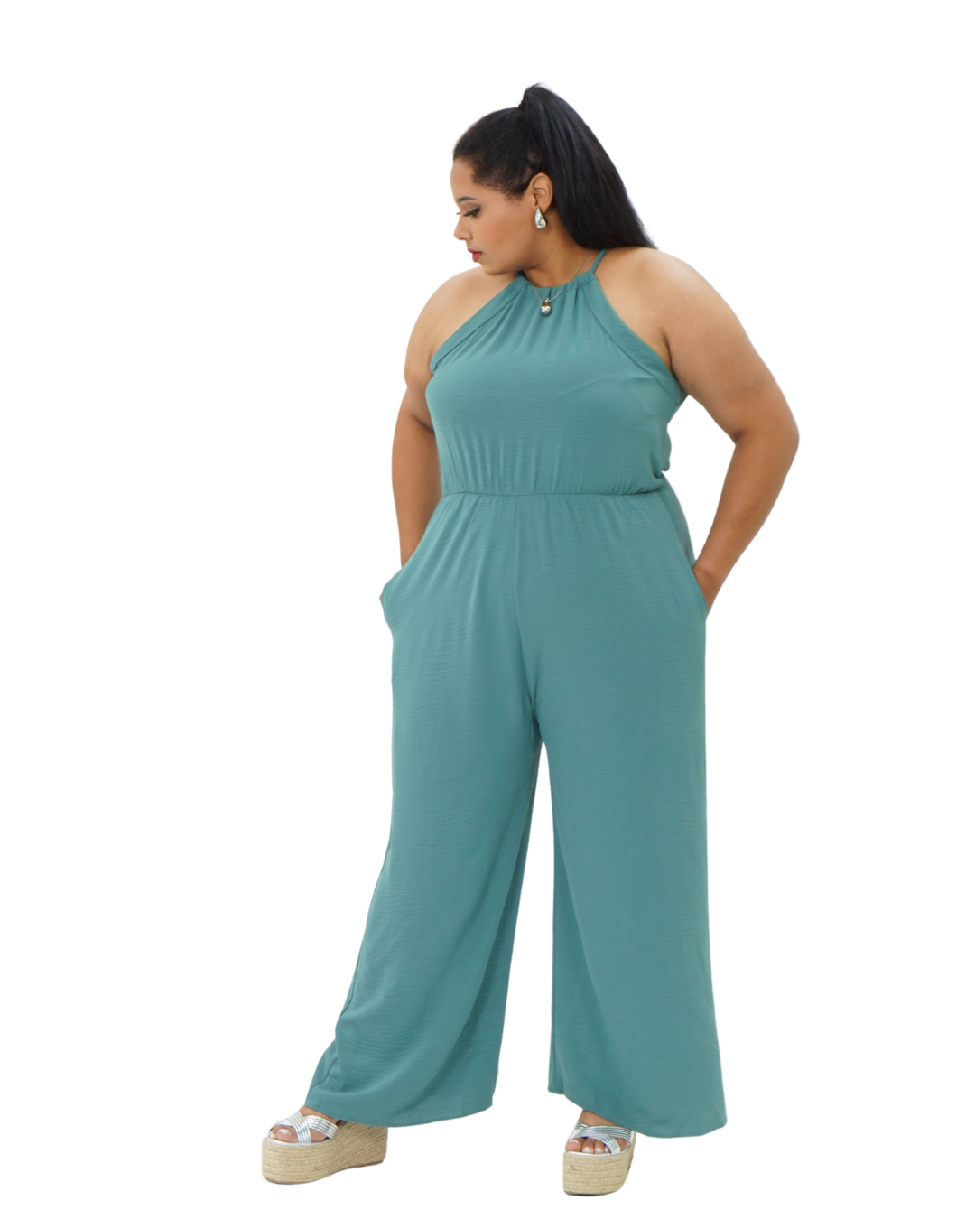 SLEEVELESS SOLID JUMPSUIT