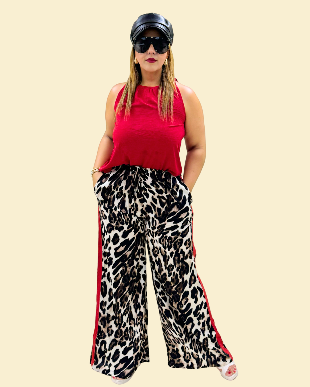 LEOPARD RED STRIPES PANTS