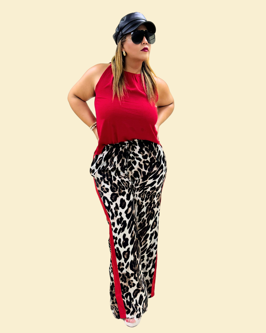 LEOPARD RED STRIPES PANTS