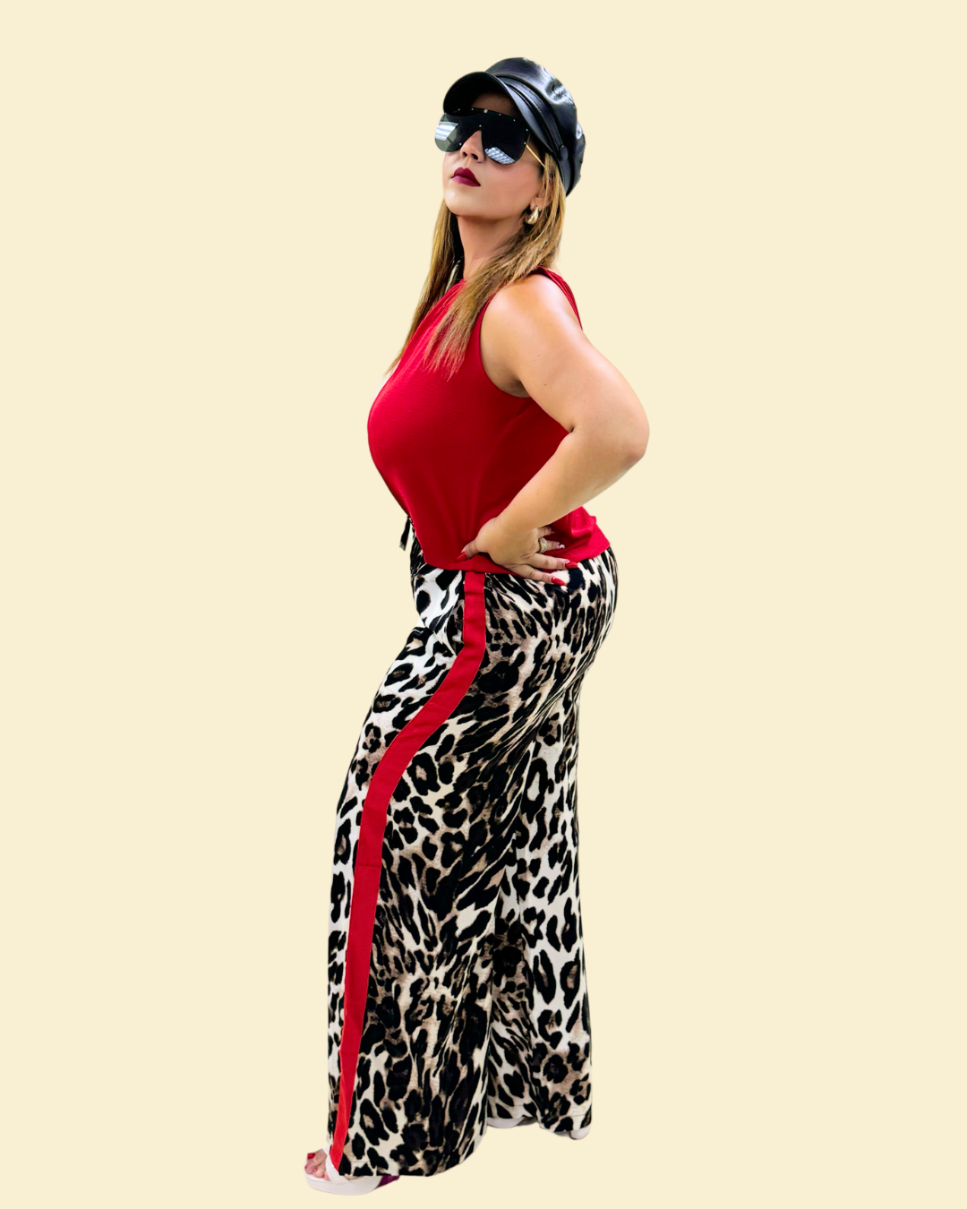 LEOPARD RED STRIPES PANTS