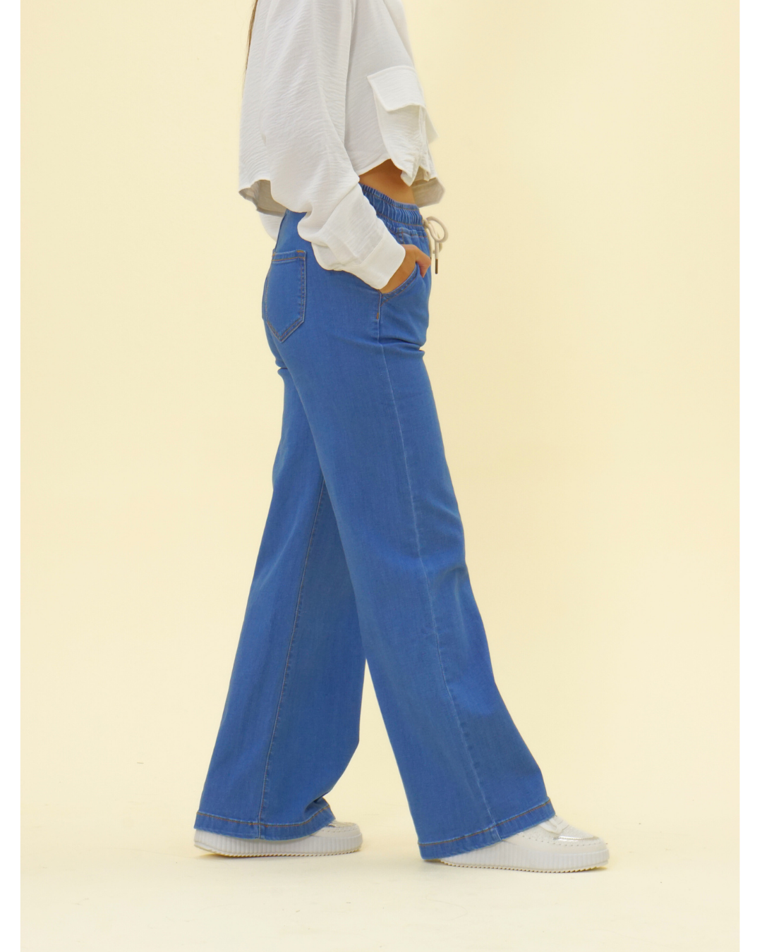 HR DRAWSTRING WIDE LEG JEAN