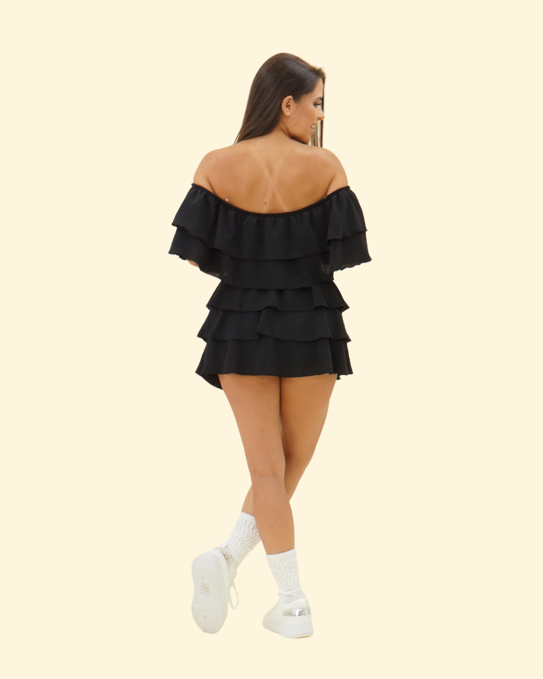 RUFFLE OFF SHOULDER SKORT SET