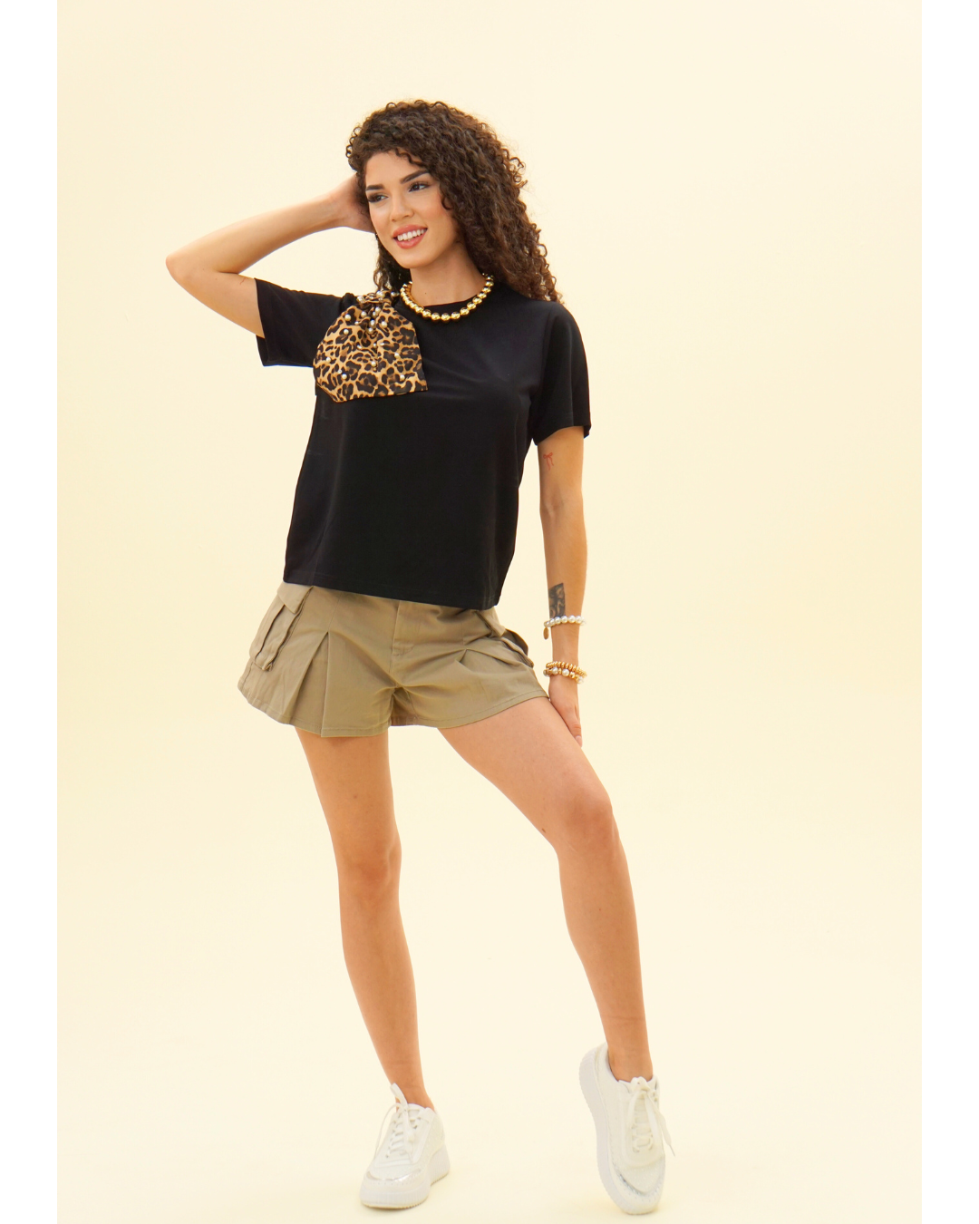 ANIMAL PRINT RIBBON T-SHIRT