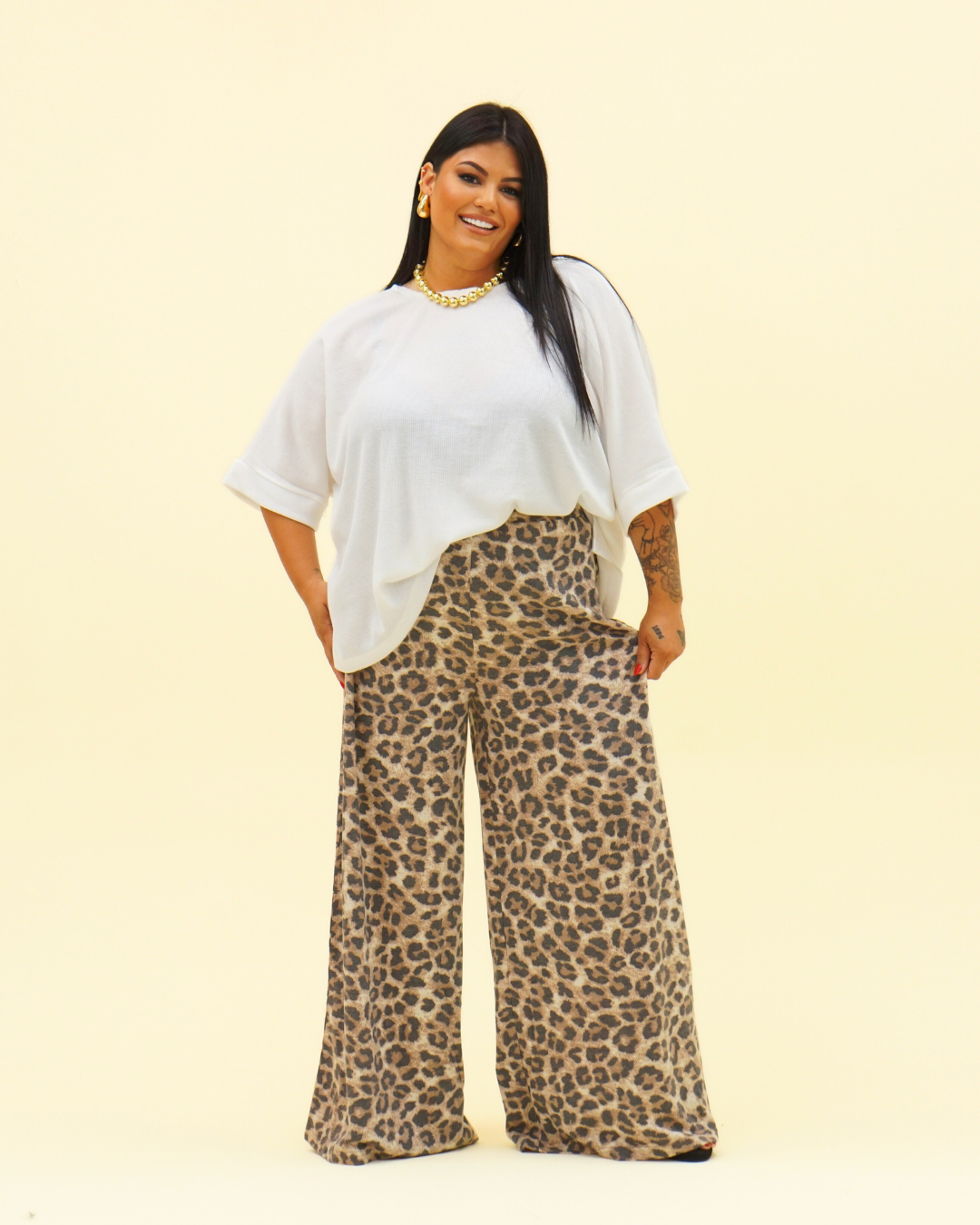 LEOPARD WIDE LEG PANTS