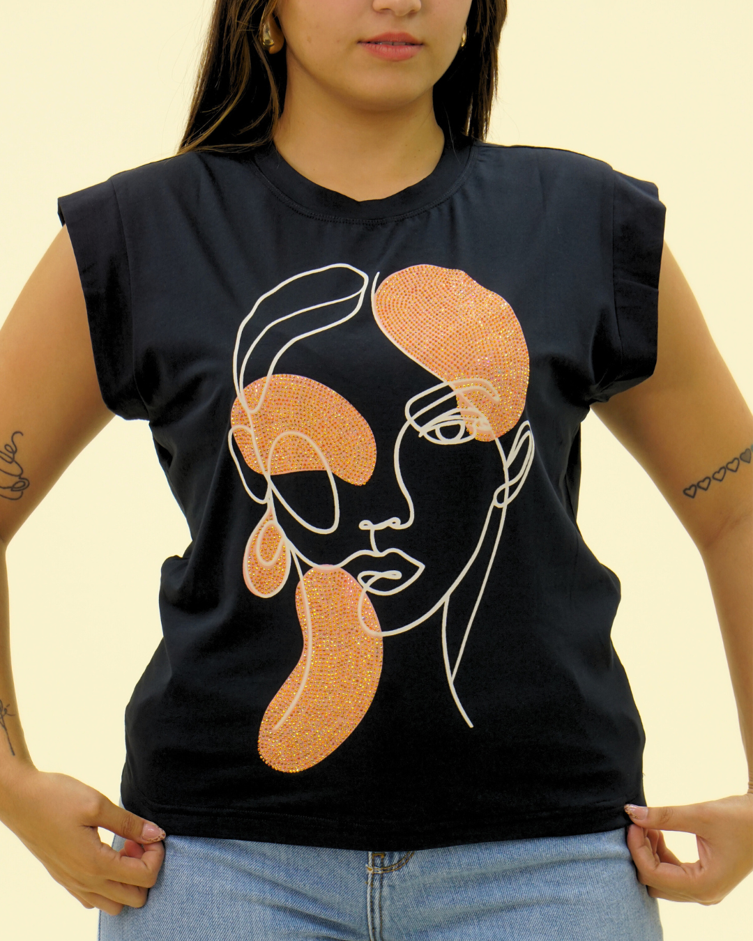 RHINESTONES FACE SHIRT