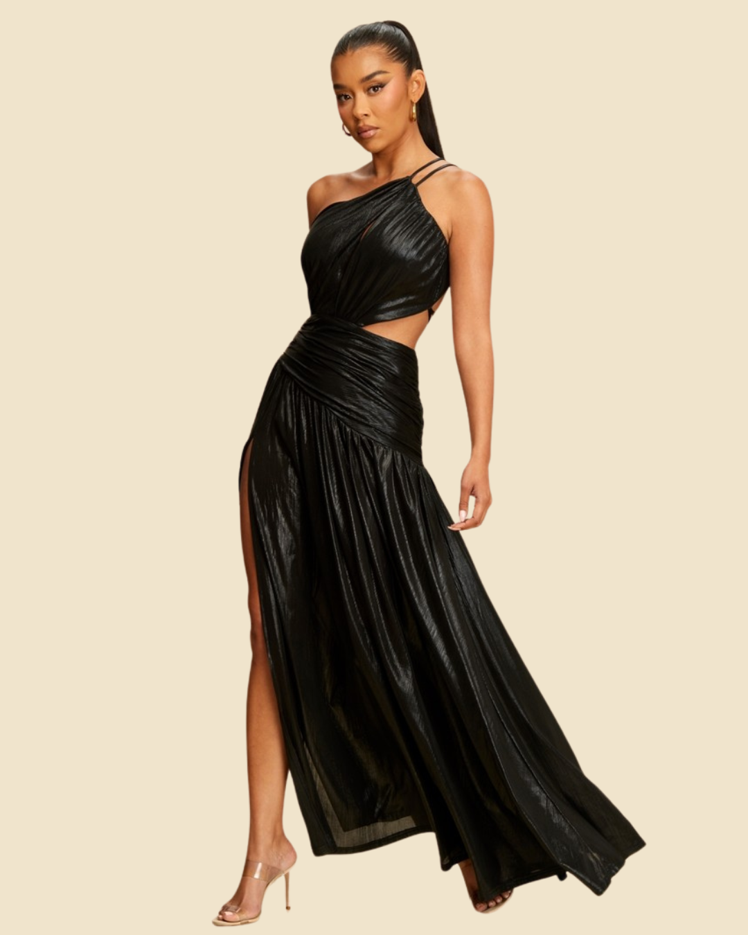 METAL ONE SHOULDER DRESS