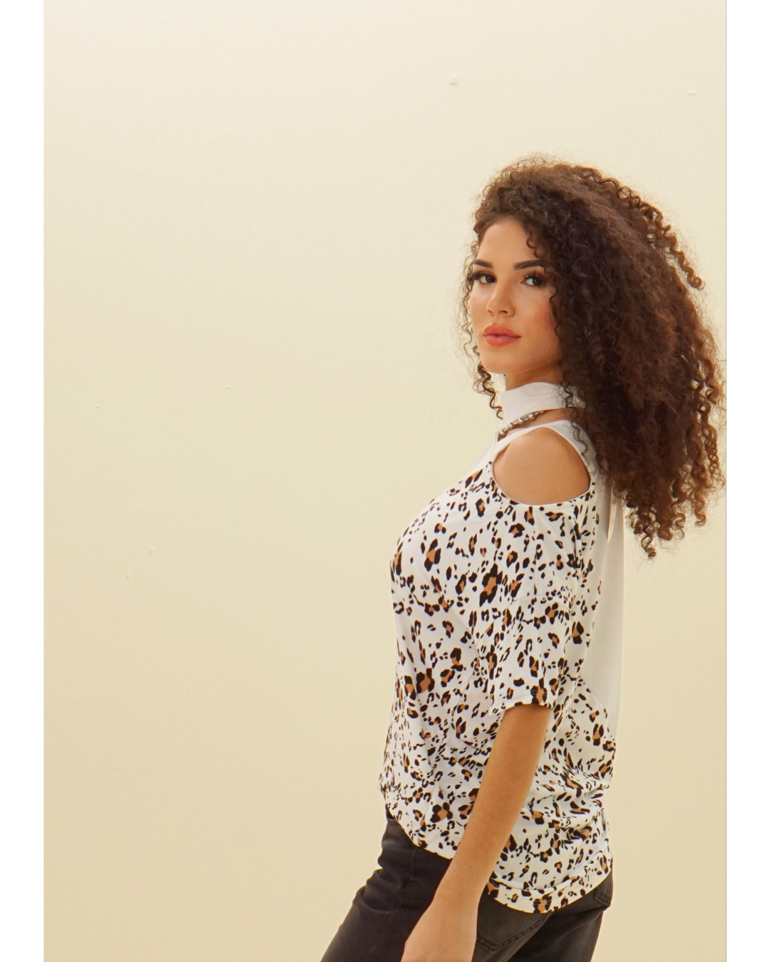 SHORT SLEEVE TOP LEOPARD